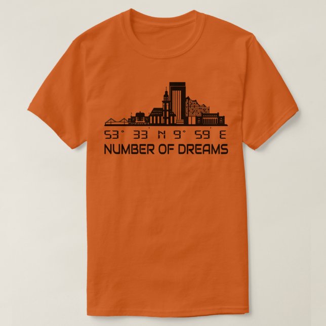 Camiseta Cidade das Coordenadas GPS Silhuette de Hamburgo d (Frente do Design)
