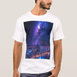 Camiseta Cidade das Estrelas: Linha do Céu Futurística sob 