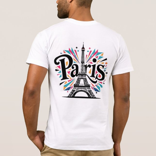 Camiseta Cidade das Luzes: Arte Tipográfica Bold Paris (Verso)