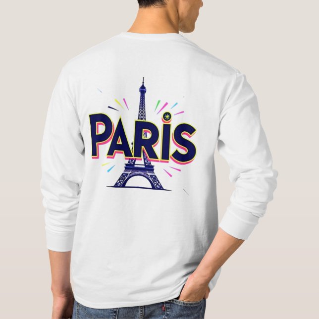 Camiseta Cidade das Luzes: Arte Tipográfica Bold Paris (Verso)