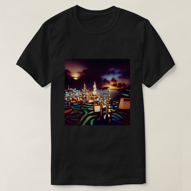 Camiseta Cidade das Luzes de Arte Desviante no estilo de 19 (Frente do Design)