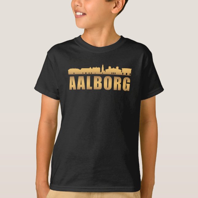 Camiseta Cidade de Aalborg Dinamarca Skyline Cityscape Funn (Frente)