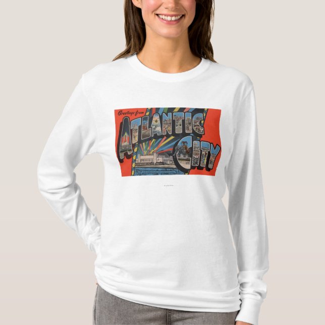 Camiseta Cidade de Altantic, New-jersey - grande letra (Frente)