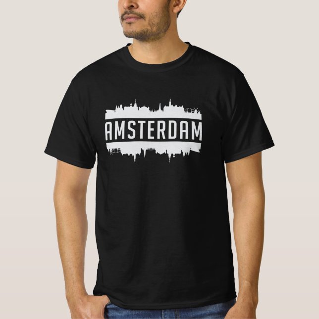 Camiseta Cidade de Amsterdã Skyline Cityscape Funny Idet (Frente)