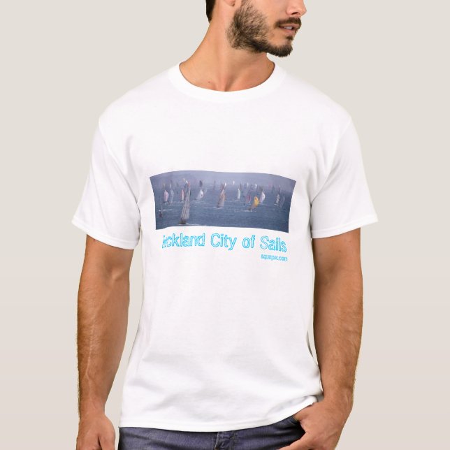 Camiseta Cidade de Auckland das velas, (Frente)