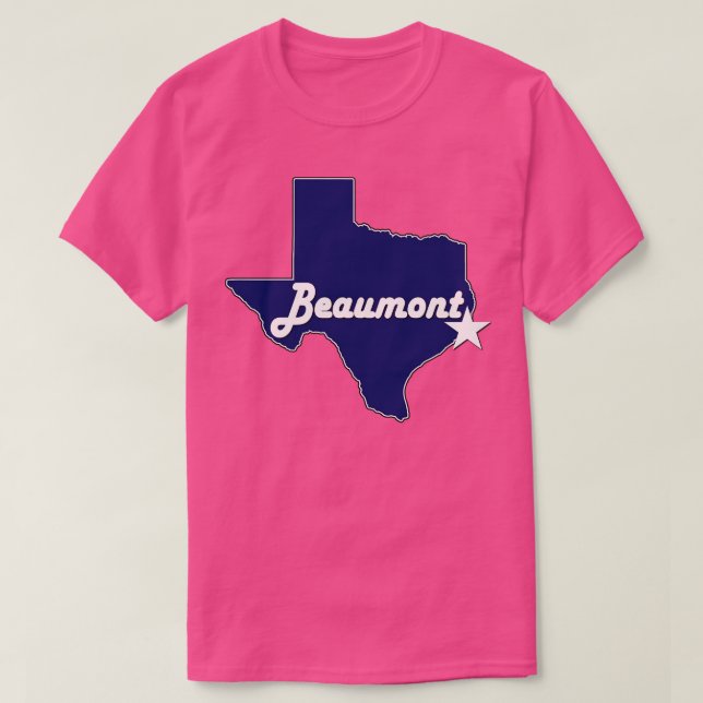 Camiseta Cidade de Beaumont Texas - Marinho de Mapa do Esta (Frente do Design)