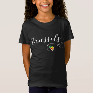 Camiseta Cidade de Bruxelas Bandeira no Coração