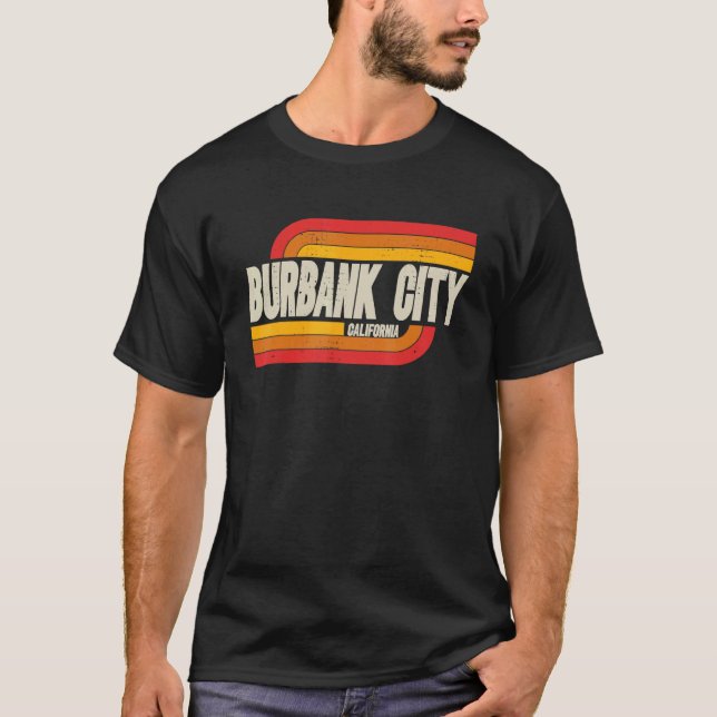 Camiseta Cidade de Burbank, Califórnia, Cidade de Ca, Vinta (Frente)