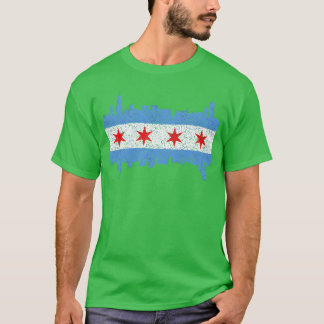 Camiseta Cidade de Chicago Bandeira da Cidade de Chicago Pr