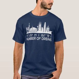 Camiseta Cidade de Coordenadas GPS do Skyline de Barcelona
