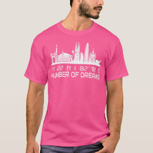Camiseta Cidade de Coordenadas GPS do Skyline de Barcelona