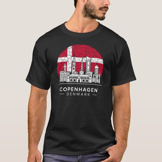 Camiseta Cidade de Copenhaga Bandeira Dinamarca (Frente)