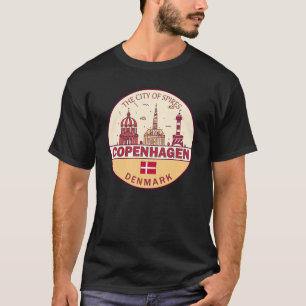 Camiseta Cidade de Copenhagen Dinamarca - Skyline Emblem