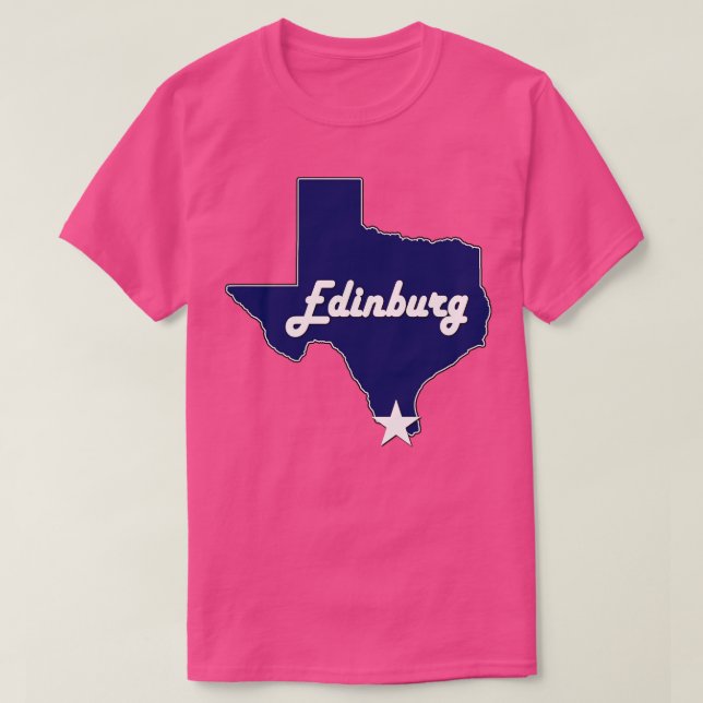 Camiseta Cidade de Edinburg Texas Lone State Map Marinho Bl (Frente do Design)