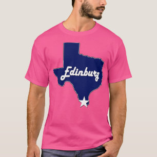 Camiseta Cidade de Edinburg Texas Lone State Map Marinho Bl