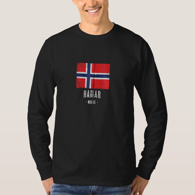 Camiseta Cidade De Hamar Noruega Sem Gráfico De Bandeiras N (Frente)