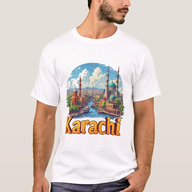 Camiseta Cidade de Karachi, Paquistão, Presente para Viajan (Frente)