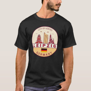 Camiseta Cidade de Leipzig, Alemanha, Skyline Emblem