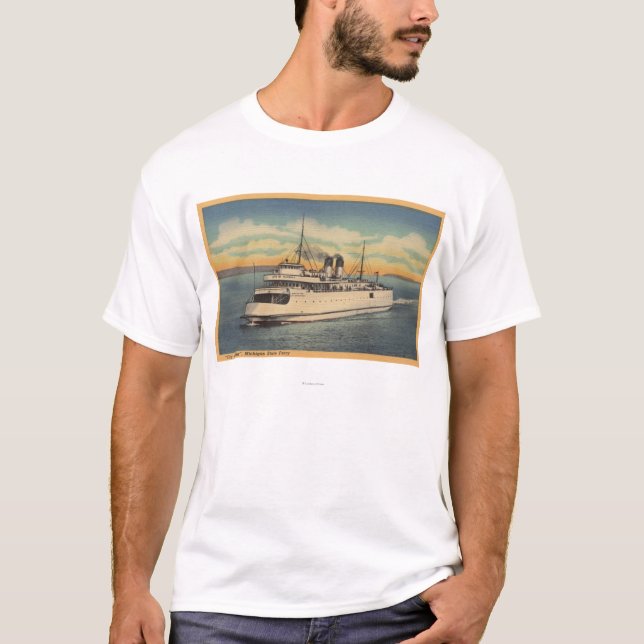 Camiseta Cidade de Mackinaw, MI - vista da cidade de (Frente)