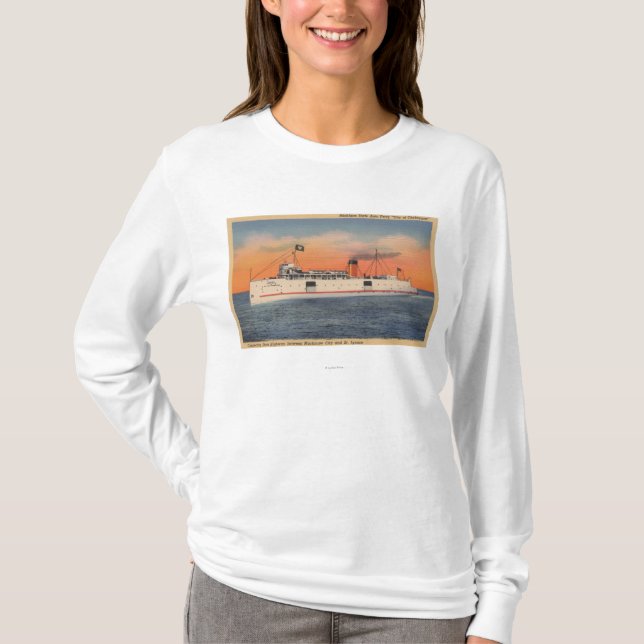 Camiseta Cidade de Mackinaw, MI - vista da cidade de (Frente)