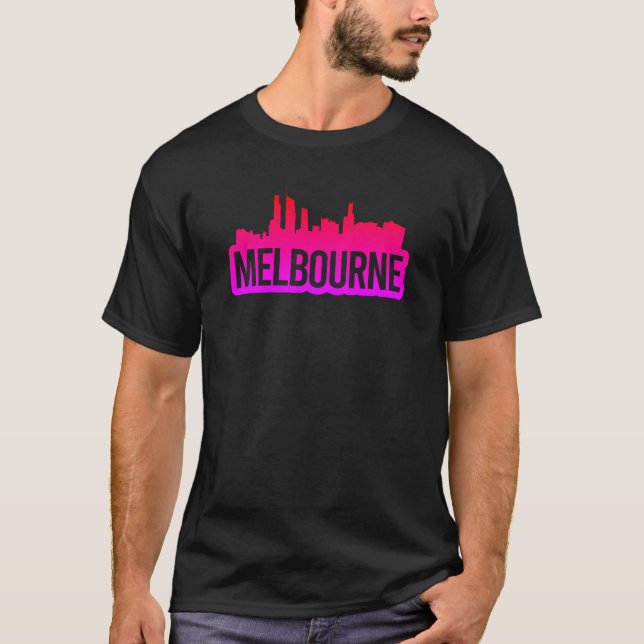 Camiseta Cidade de Melbourne Austrália Sumário de linha do  (Frente)