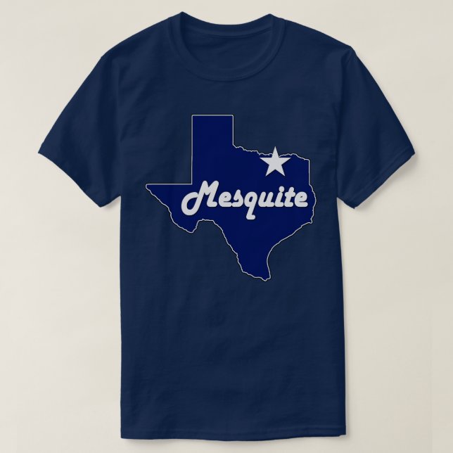 Camiseta Cidade de Mesquite Texas Lone State Map Marinho Bl (Frente do Design)