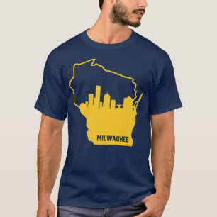 Camiseta Cidade de Milwaukee, Contorno do Estado legal Amar