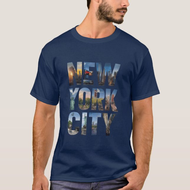 Camiseta CIDADE DE NOVA YORK Colagem retrô (Frente)