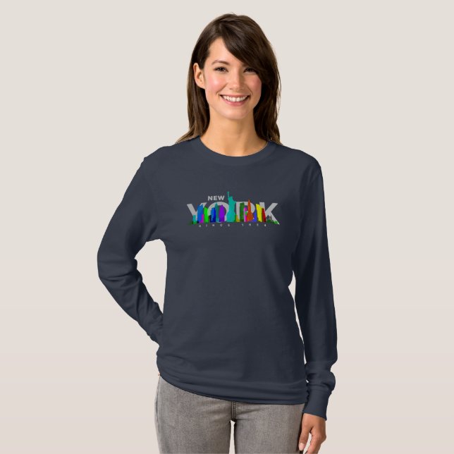 Camiseta Cidade de Nova York | Manga Longa Feminina (Frente Completa)