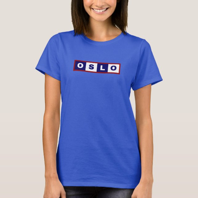 Camiseta Cidade de Oslo, Design mínima da Noruega (Frente)