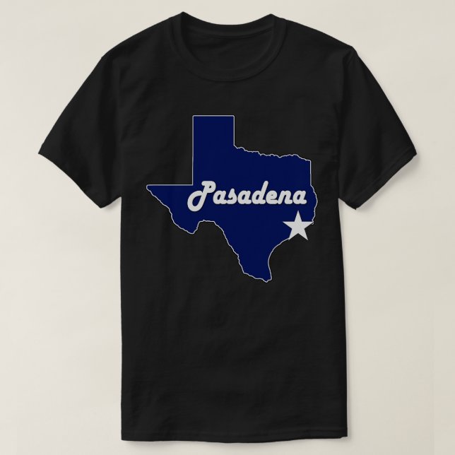 Camiseta Cidade de Pasadena Texas - Marinho do Mapa do Esta (Frente do Design)