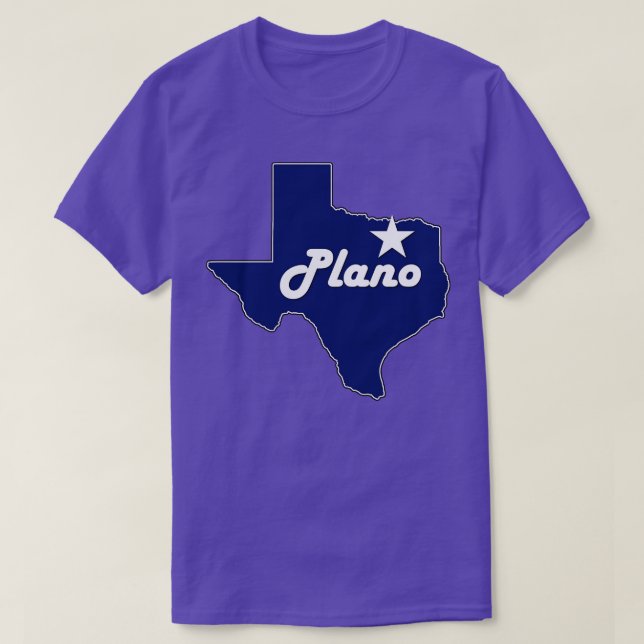 Camiseta Cidade de Plano Texas Lone State Map Marinho Blue (Frente do Design)
