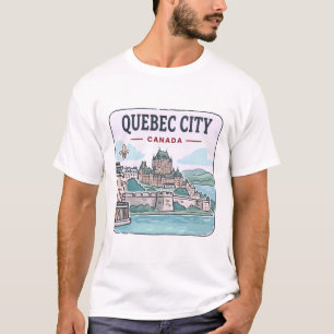 Camiseta Cidade de Quebec Canadá Simples Horizonte da Cidad