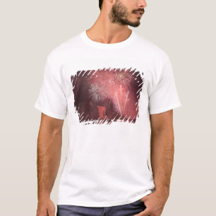 Camiseta Cidade de Quebec, Quebec, Canadá. Fogos de artifíc