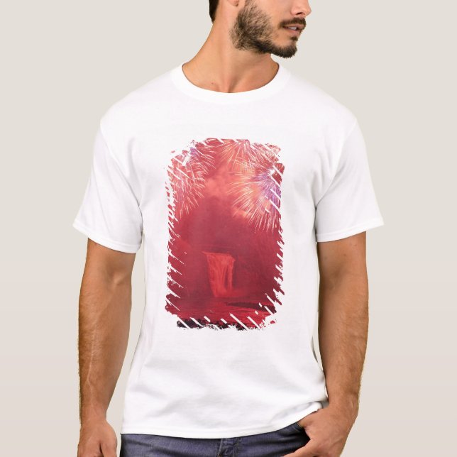 Camiseta Cidade de Quebec, Quebec, Canadá. Fogos de artifíc (Frente)