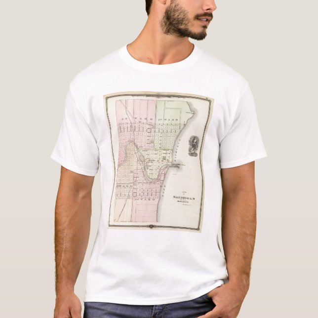 Camiseta Cidade de Sheboygan, capital de distrito de (Frente)