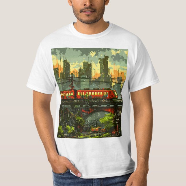Camiseta Cidade distópica de 8 bits (Frente)