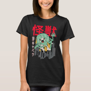 Camiseta Cidade do Ataque à Couve do Monstro Japonês Kaiju