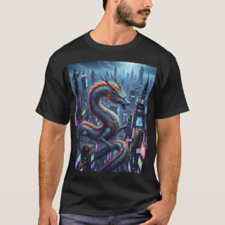 Camiseta Cidade do Dragão Neon – Horizonte Futurista com My