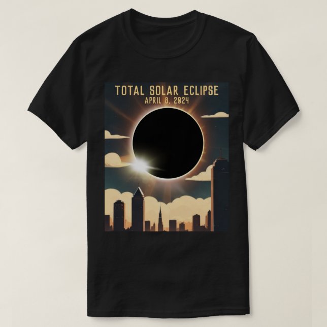 Camiseta CIDADE do eclipse solar total 8 de abril de 2024 l (Frente do Design)
