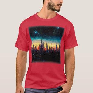 Camiseta Cidade do Espaço Trabalho de arte 4