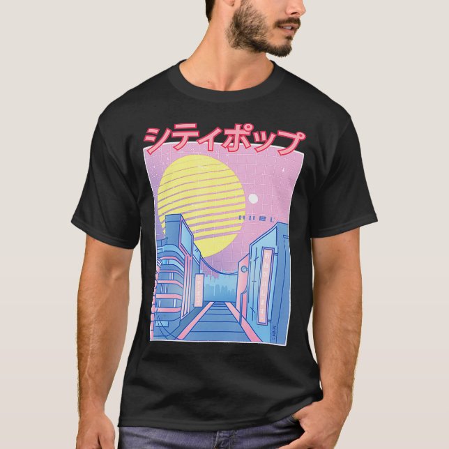 Camiseta Cidade do Japão, Pop Kawaii, 80 anos, Aes de Músic (Frente)