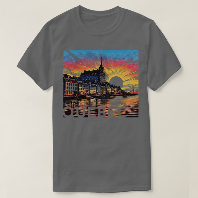 Camiseta Cidade do Quebec Cena de pôr do sol no Canadá (Frente do Design)