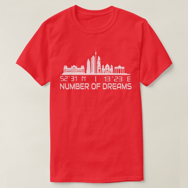 Camiseta Cidade dos Sonhos de Berlim Coordenadas GPS do Sky (Frente do Design)