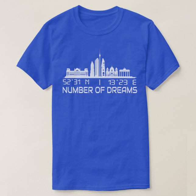 Camiseta Cidade dos Sonhos de Berlim Coordenadas GPS do Sky (Frente do Design)