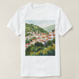 Camiseta Cidade em uma colina verde