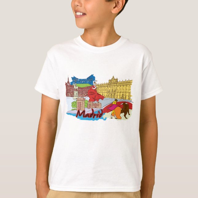 Camiseta Cidade Famosa da Espanha de Madrid (Frente)