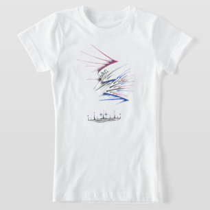 Camiseta Cidade Flutuante Colorida Arte Tribal Tatuagem Abs