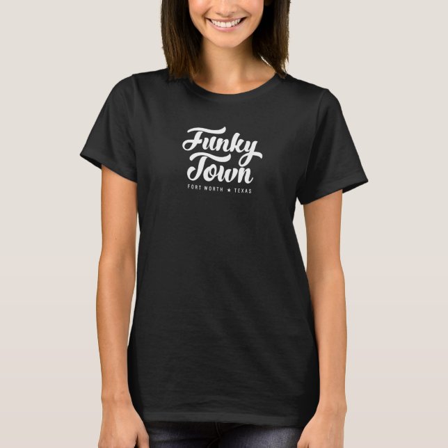 Camiseta Cidade Funky Fort Worth Tx Script  4 (Frente)