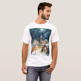 Camiseta Cidade ilustrativa de Natal na neve